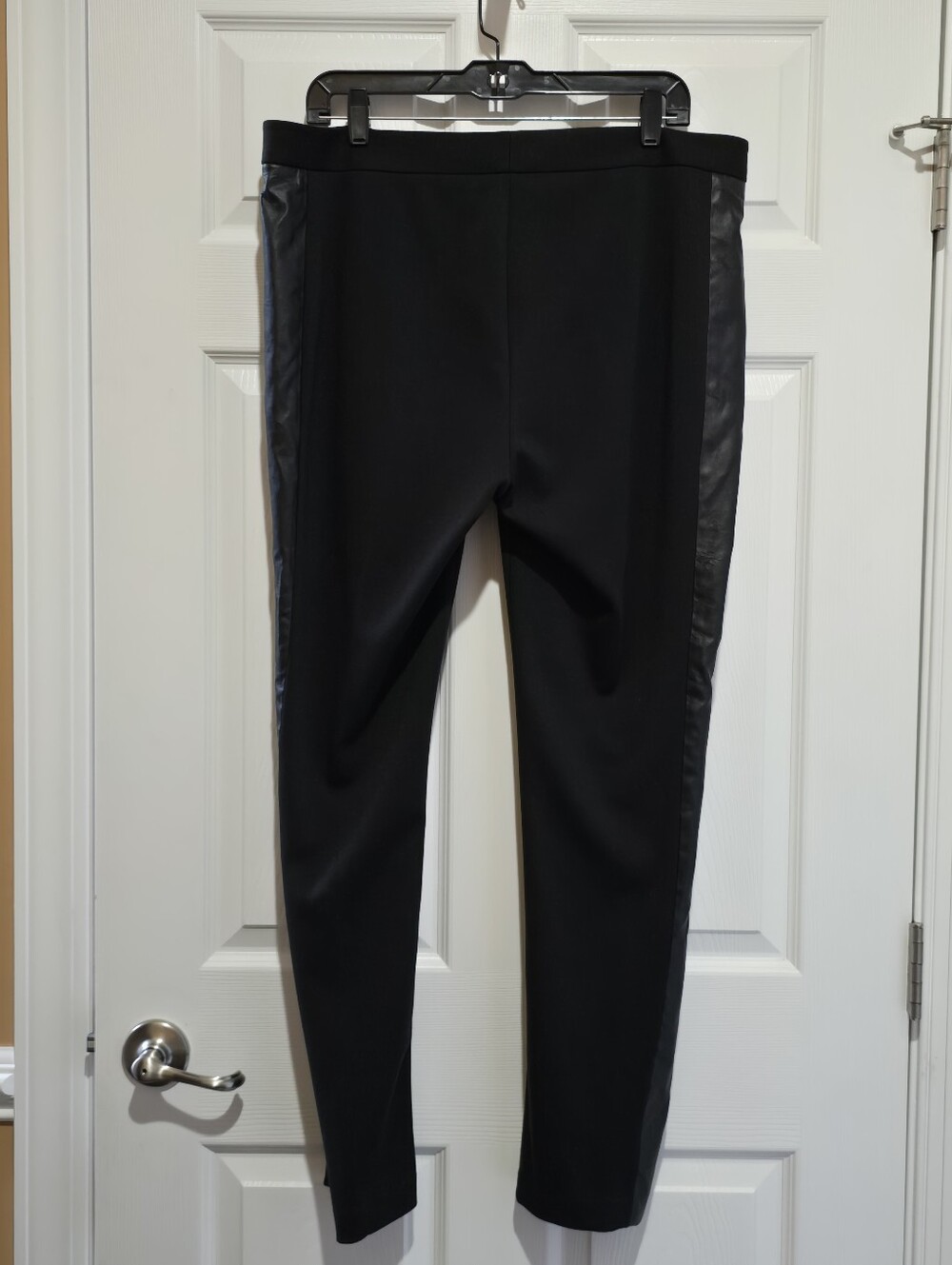 Calvin Klein Black Ponte Leggings with Faux-Leather Side Panels